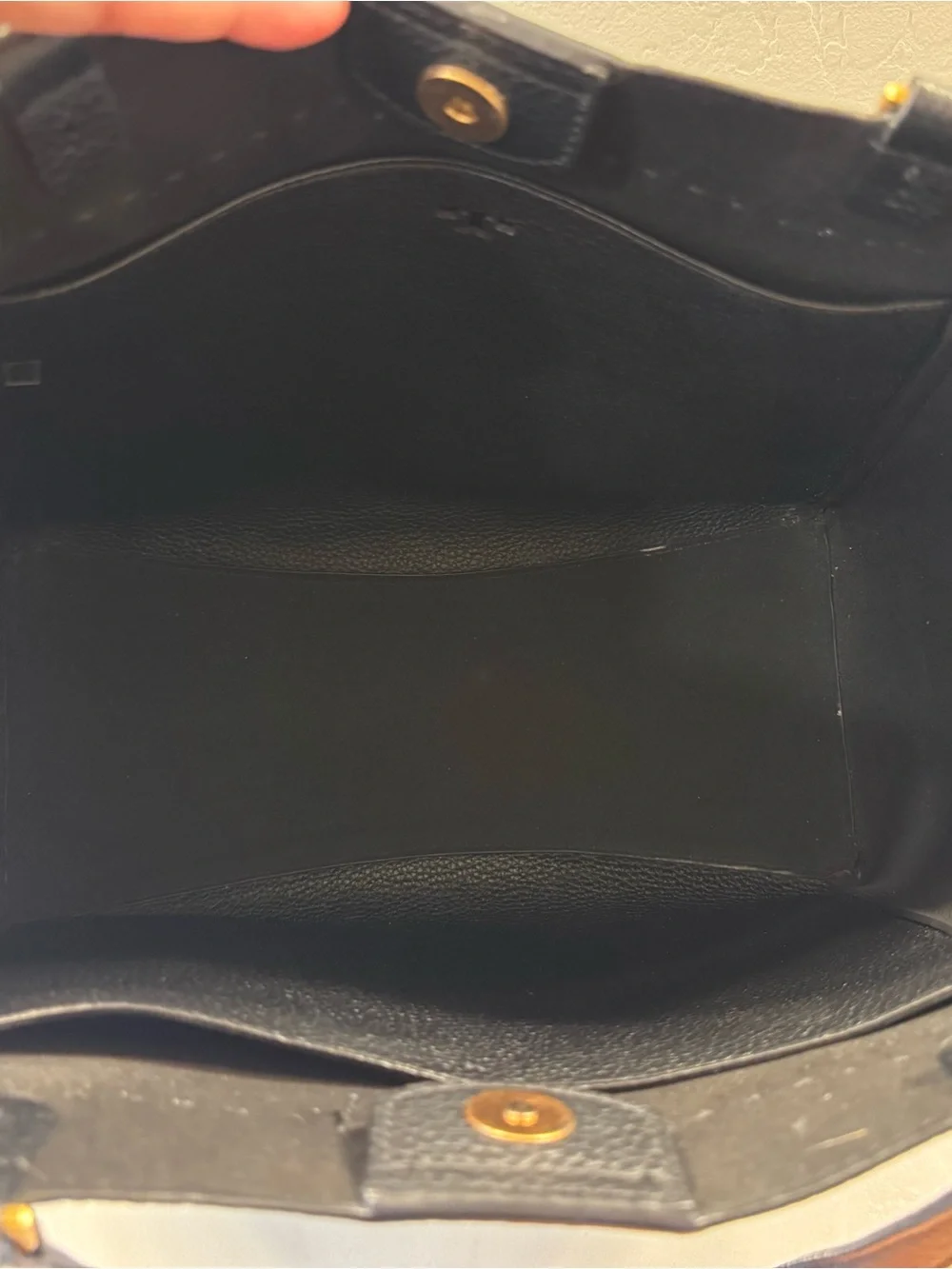 Tory Burch Black Pebbled Leather Tote with Gold Accents + Dust Bag